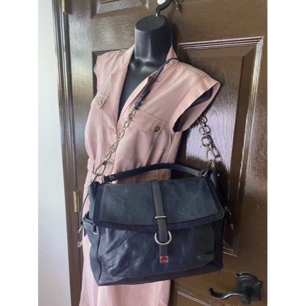 Coach Pinnacle Eva Satchelshoulder Limited Edition Satchel Blackblue Lea… - Picture 6 of 10